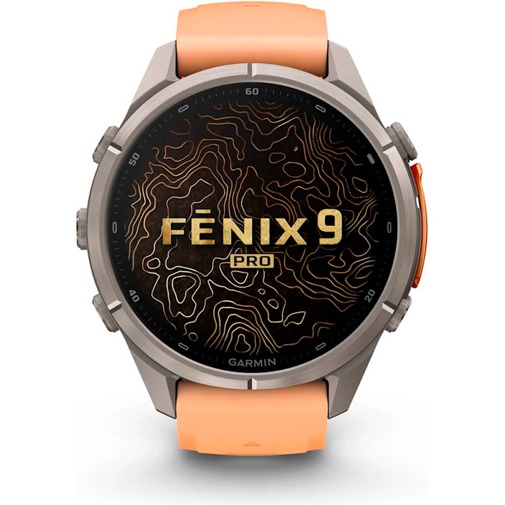Garmin pulsómetros con gps FENIX 9 PRO INREACH, 43 MM TITANIO CORREA SALMN 01