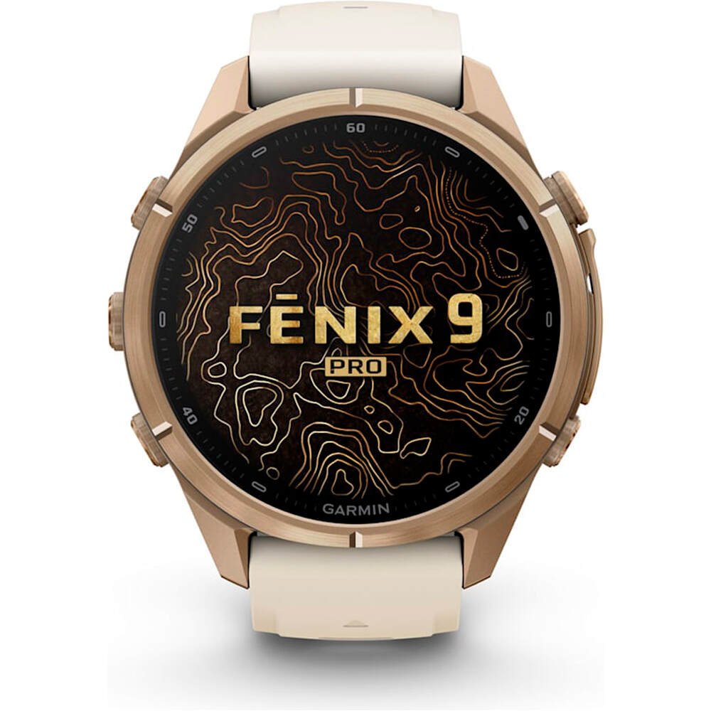 Garmin pulsómetros con gps FENIX 9 PRO INREACH, 43 MM TITANIO DORADA CORREA BE 01