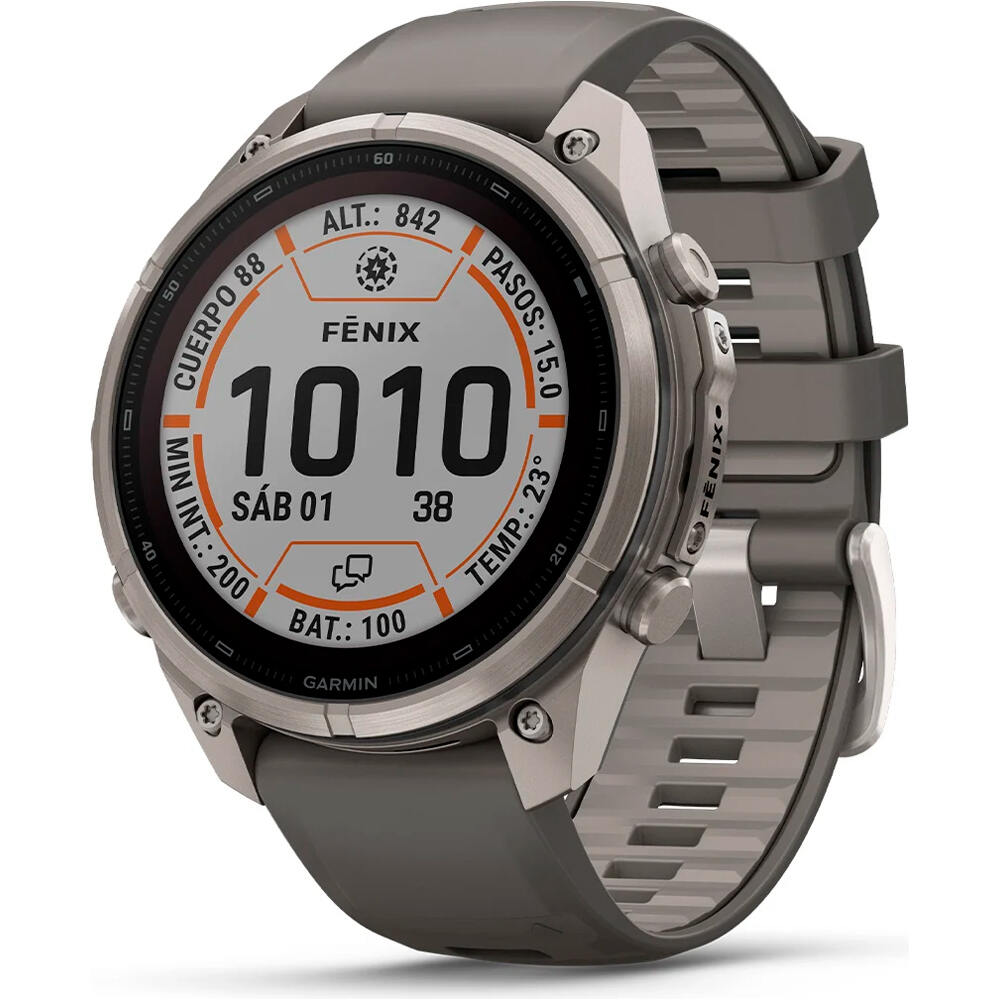Garmin pulsómetros con gps FENIX 9 PRO INREACH, SOLAR, 47 MM TITANIO CORREA GR vista frontal