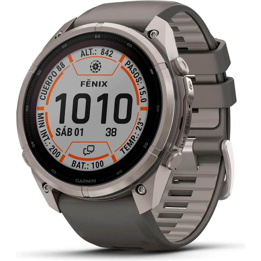 Garmin pulsómetros con gps FENIX 9 PRO INREACH, SOLAR, 51 MM TITANIO CORREA GR vista frontal