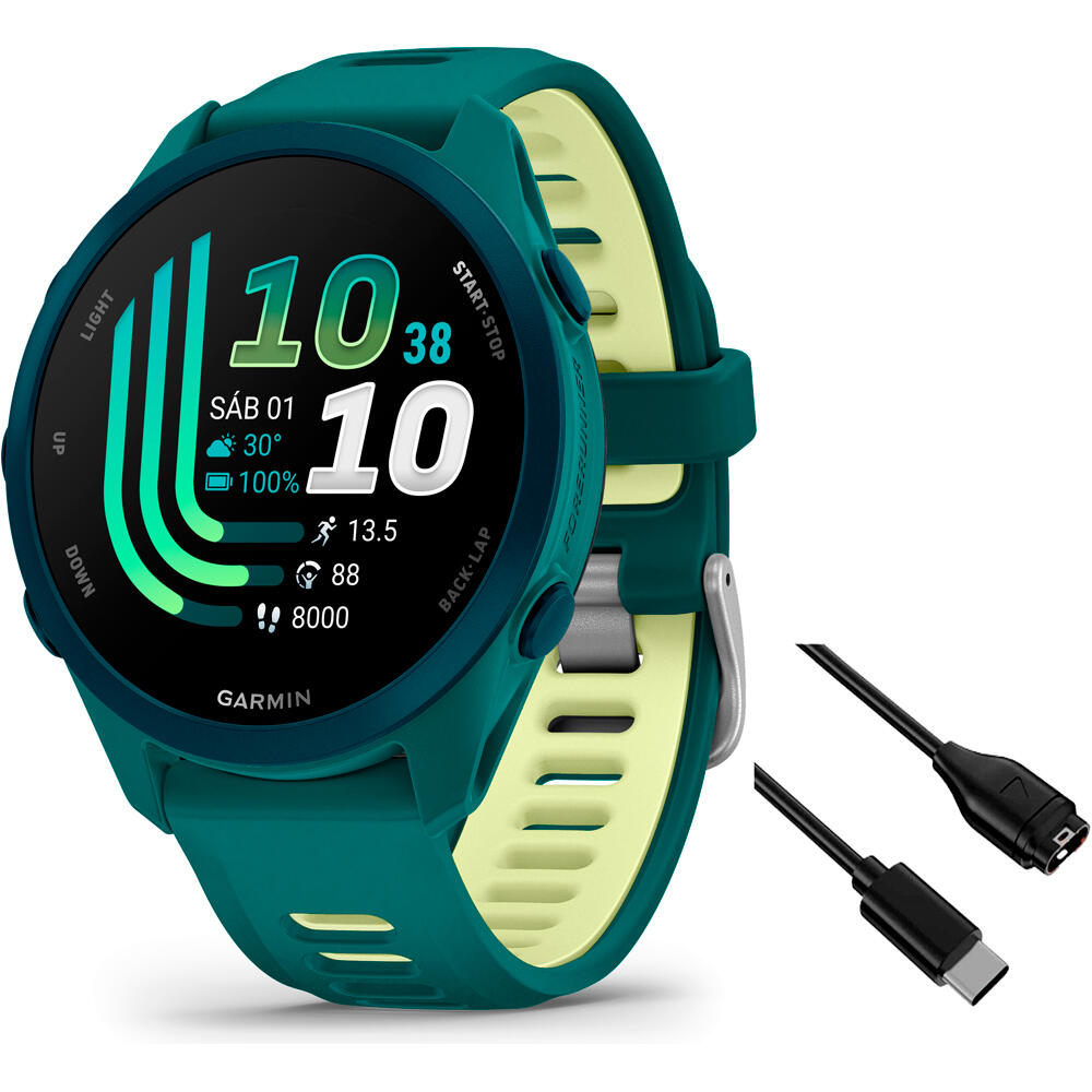 Garmin pulsómetros con gps Forerunner 170 Music, Verde vista frontal