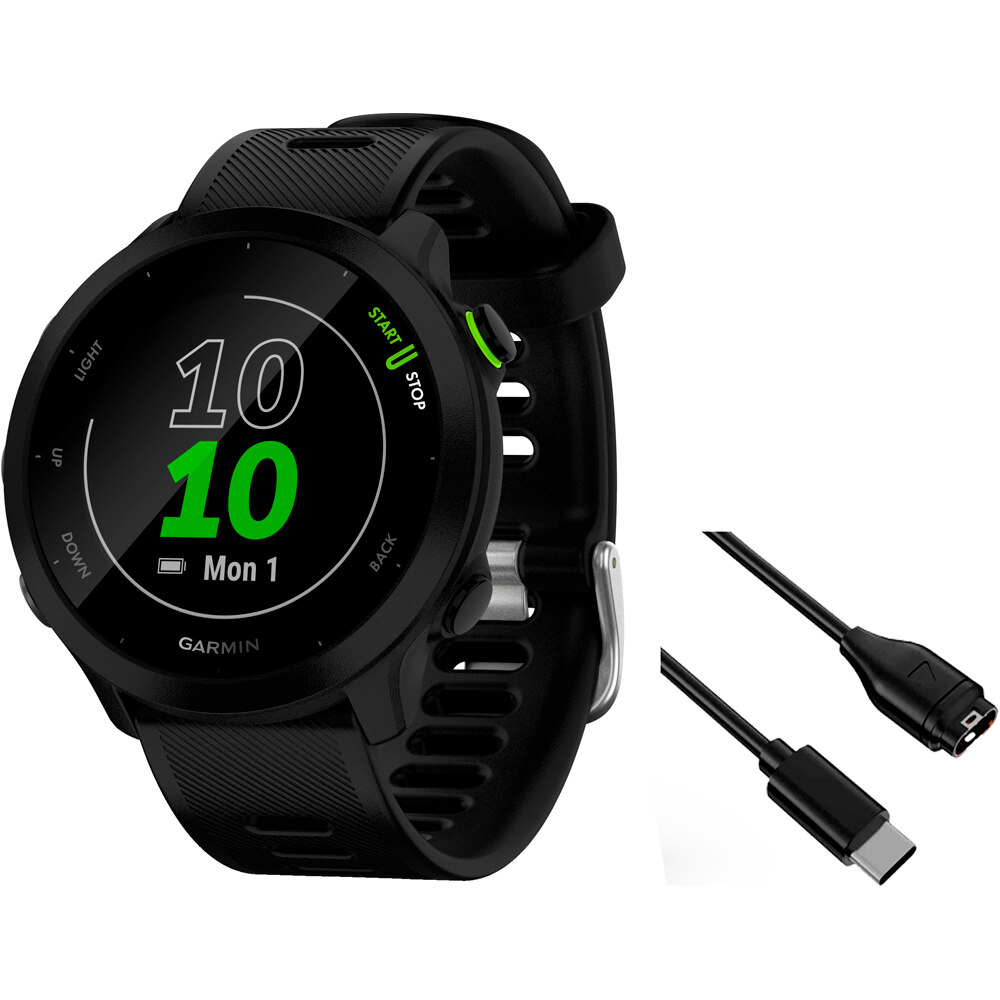 Garmin pulsómetros con gps FORERUNNER 55 NEGRO vista frontal