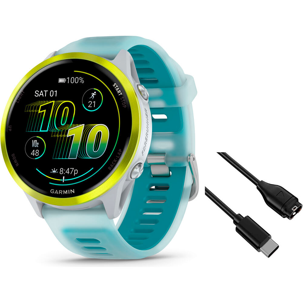 Garmin pulsómetros con gps Forerunner 570 47mm Blanco/Amarillo vista frontal