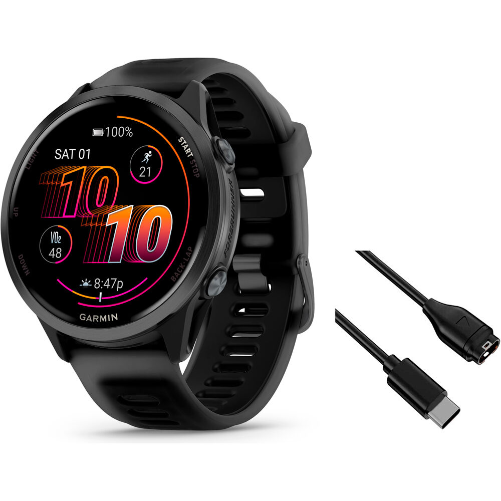 Garmin pulsómetros con gps Forerunner 570 47mm Negro vista frontal