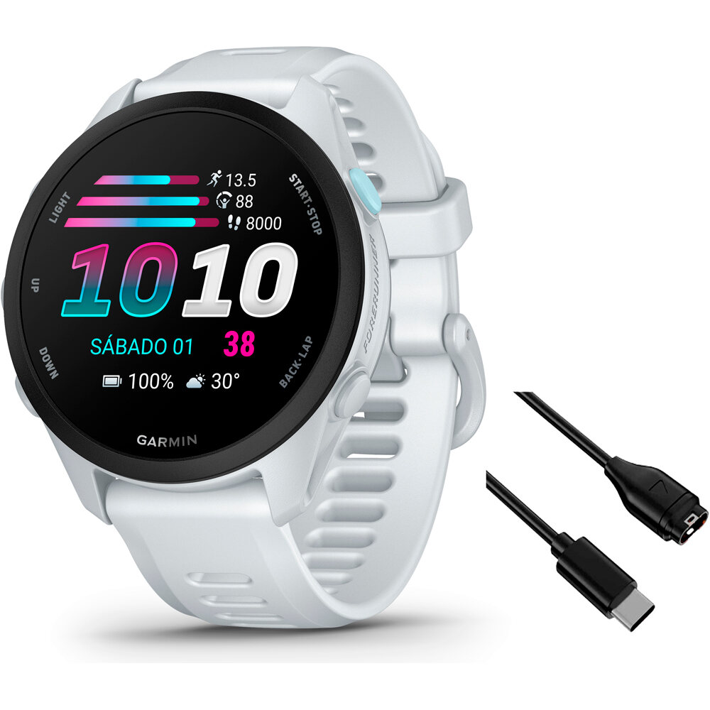 Garmin pulsómetros con gps Forerunner 70, Blanco vista frontal