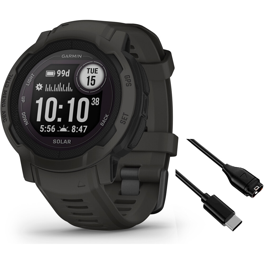 Garmin pulsómetros con gps Instinct 2 Solar - Negro vista frontal