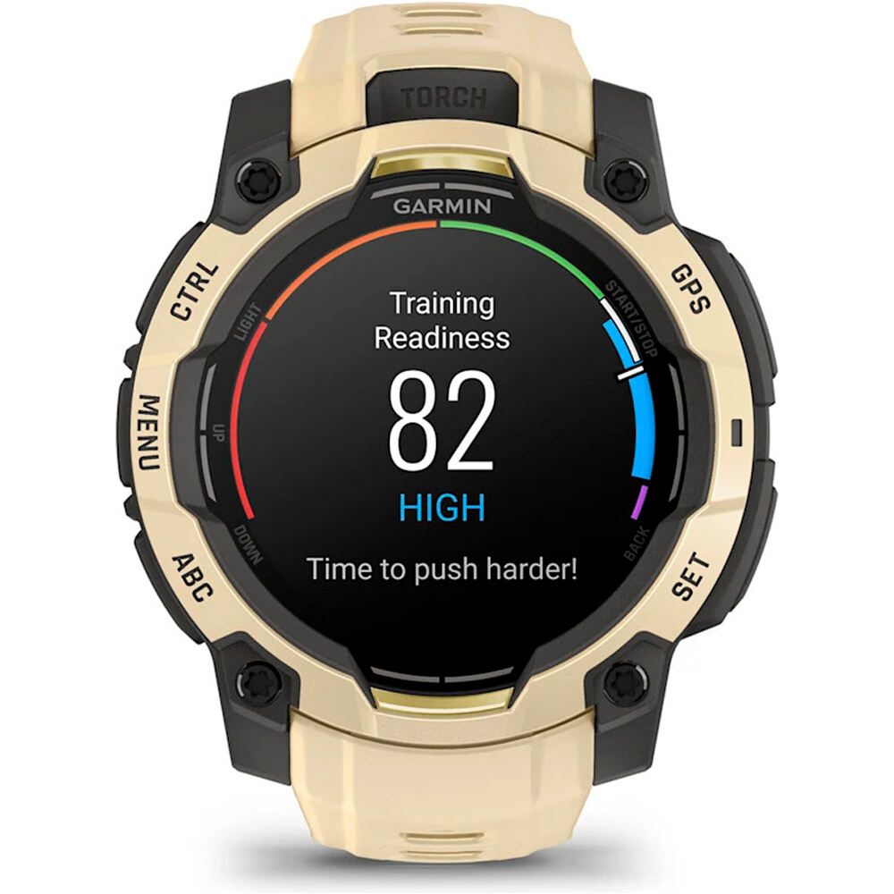 Garmin pulsómetros con gps Instinct 3 45 mm, AMOLED Beige con corr 06