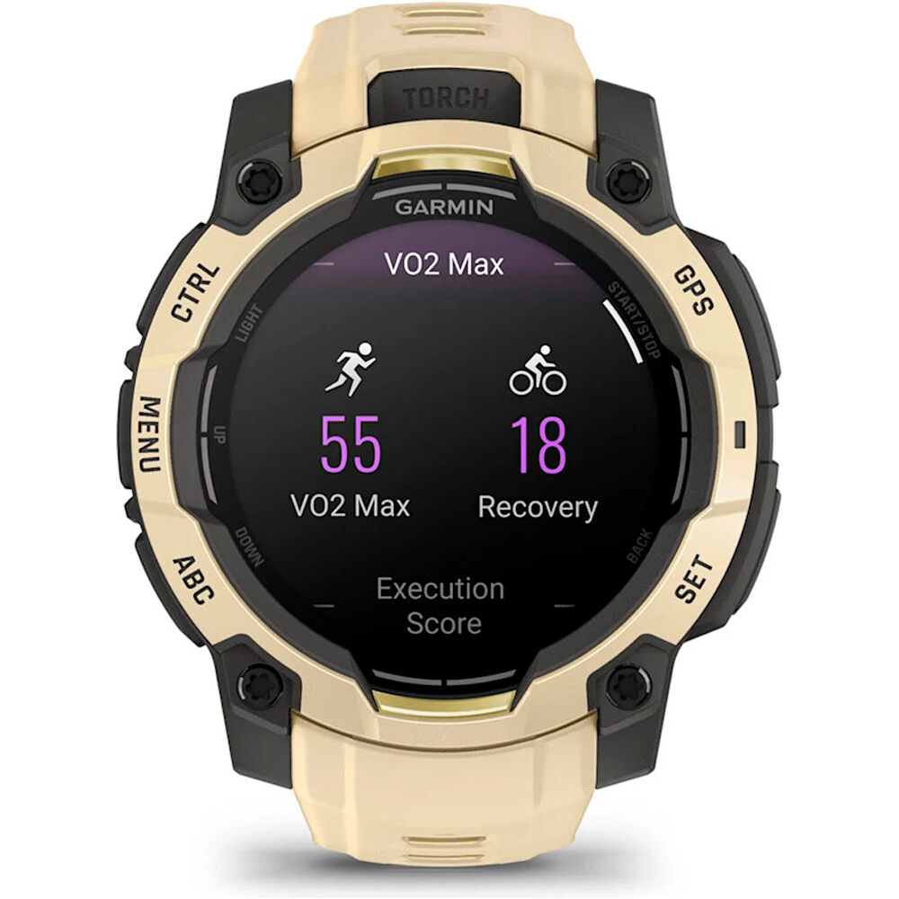 Garmin pulsómetros con gps Instinct 3 45 mm, AMOLED Beige con corr 07