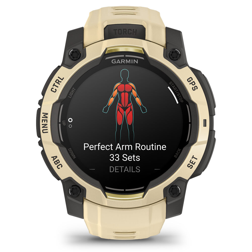 Garmin pulsómetros con gps Instinct 3 45 mm, AMOLED Beige con corr 08