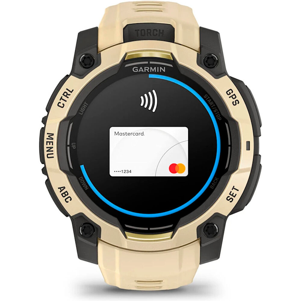 Garmin pulsómetros con gps Instinct 3 45 mm, AMOLED Beige con corr 14