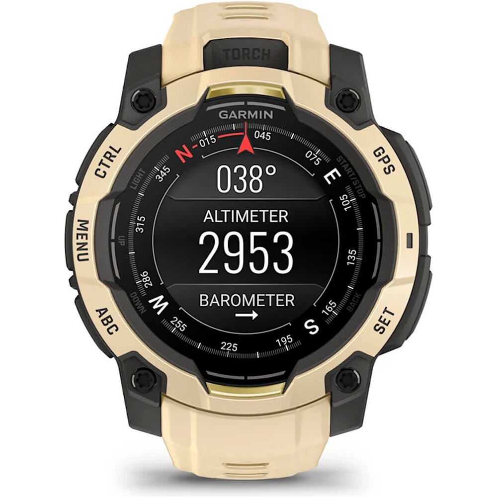 Garmin pulsómetros con gps Instinct 3 45 mm, AMOLED Beige con correa de silicona beige 04