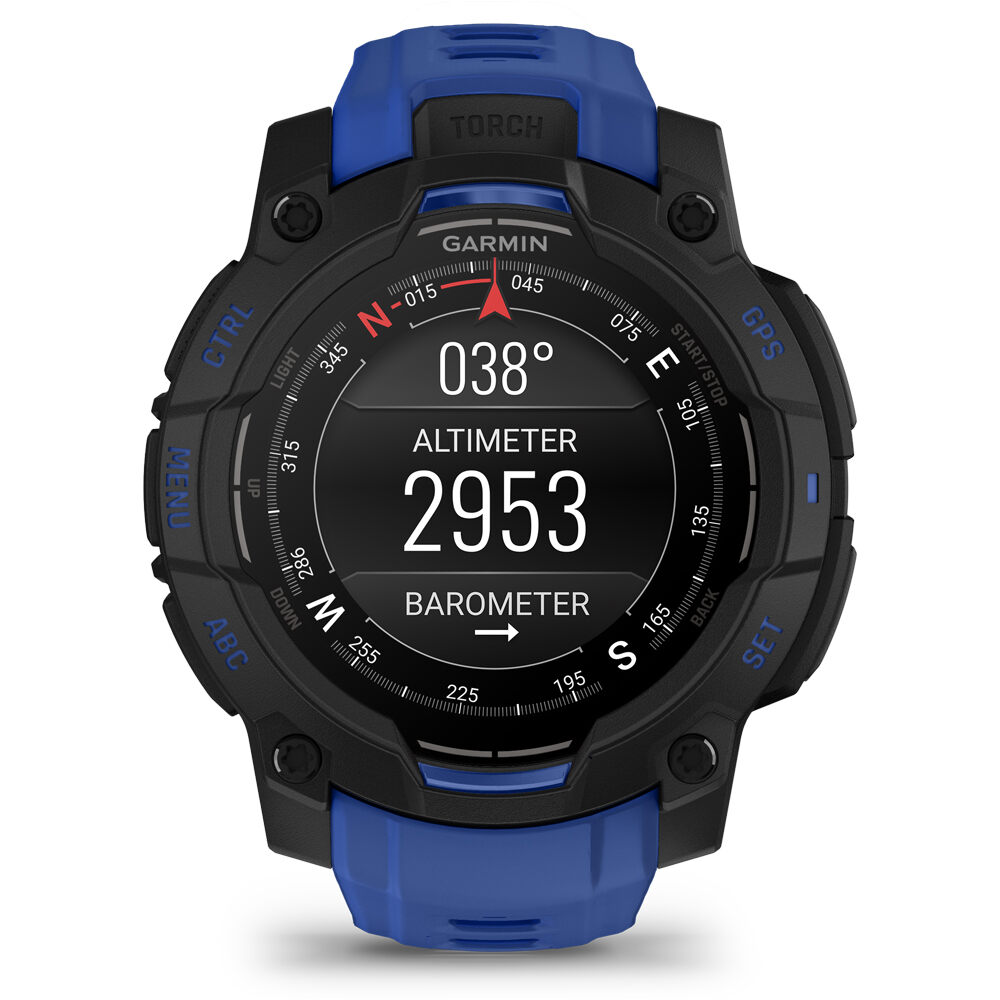 Garmin pulsómetros con gps Instinct 3  45 mm AMOLED SuperNova Negro correa azul 05