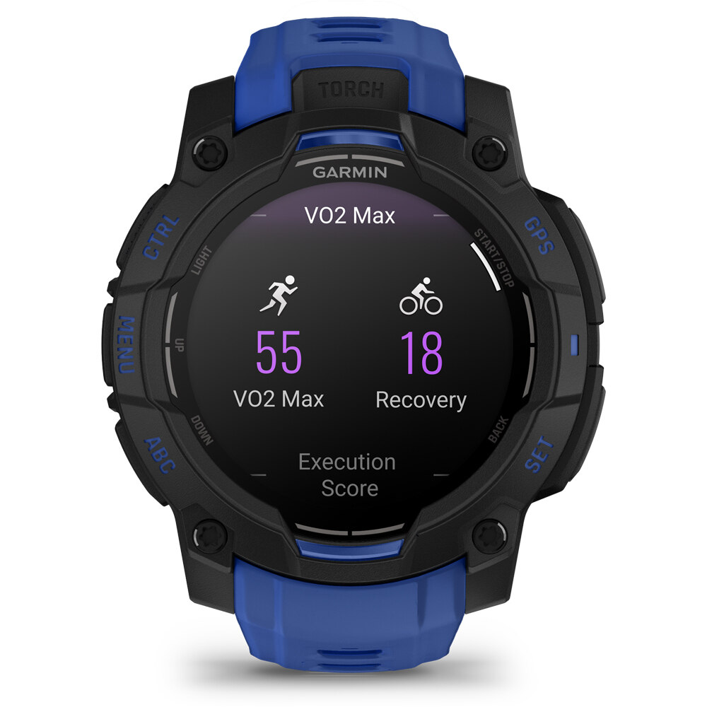 Garmin pulsómetros con gps Instinct 3  45 mm AMOLED SuperNova Negro correa azul 08