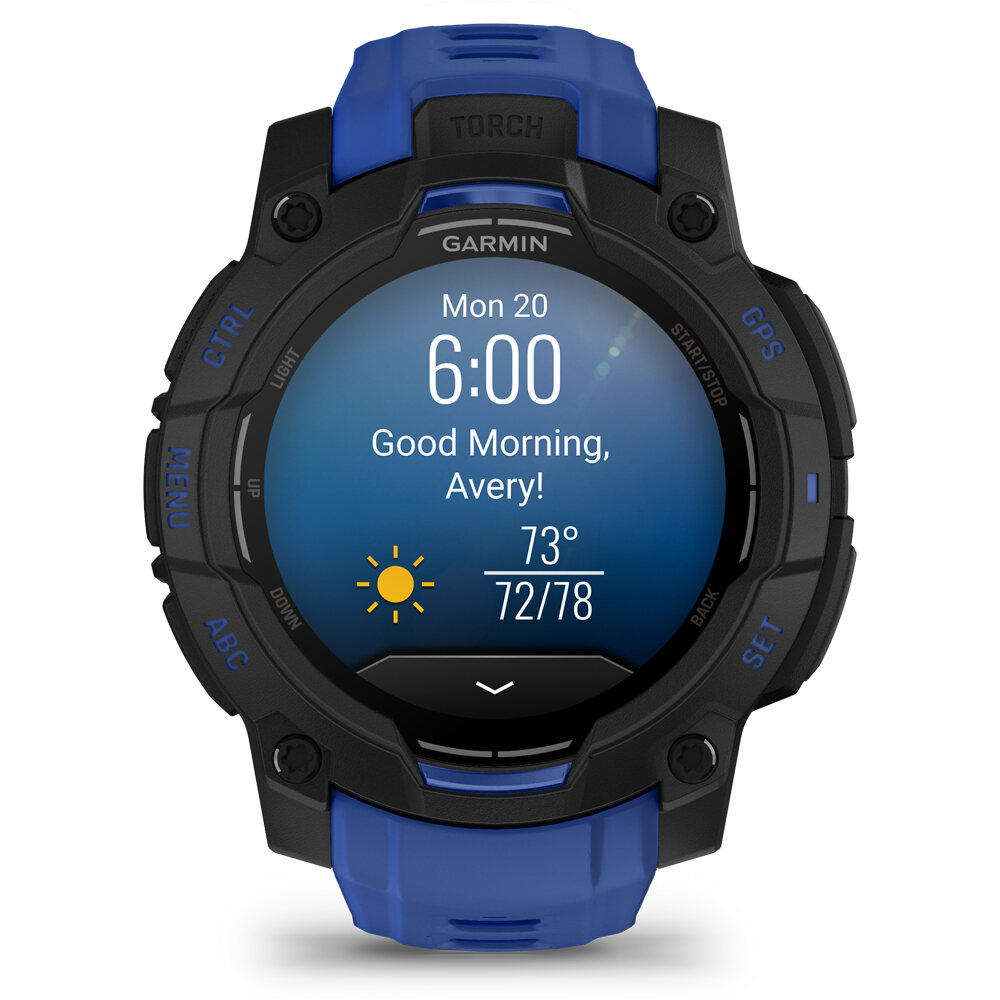 Garmin pulsómetros con gps Instinct 3  45 mm AMOLED SuperNova Negro correa azul 10