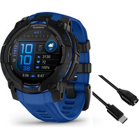 Garmin pulsómetros con gps Instinct 3  45 mm AMOLED SuperNova Negro correa azul vista frontal