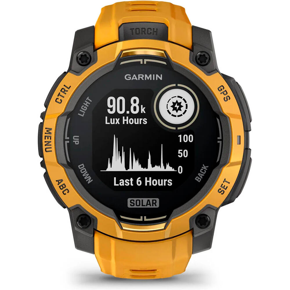 Garmin pulsómetros con gps Instinct 3 45 mm, Solar Naranja con correa de silicona nara 02