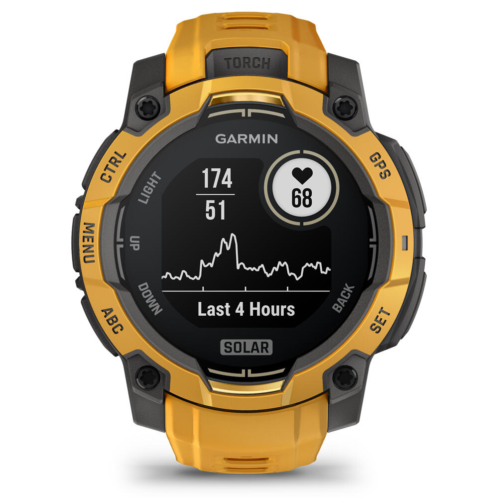 Garmin pulsómetros con gps Instinct 3 45 mm, Solar Naranja con correa de silicona nara 03