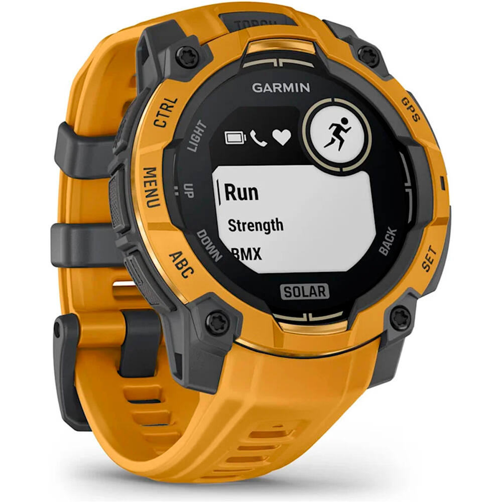 Garmin pulsómetros con gps Instinct 3 45 mm, Solar Naranja con correa de silicona nara 04