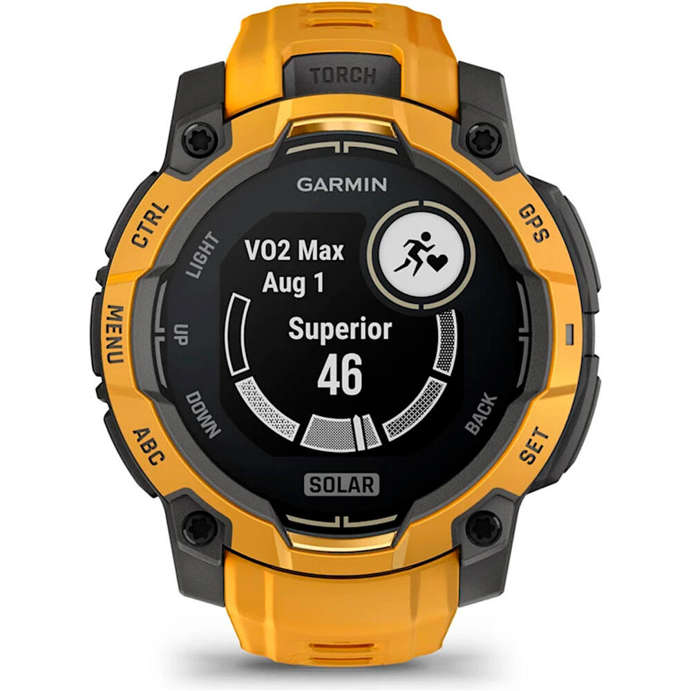 Garmin pulsómetros con gps Instinct 3 45 mm, Solar Naranja con correa de silicona nara 09