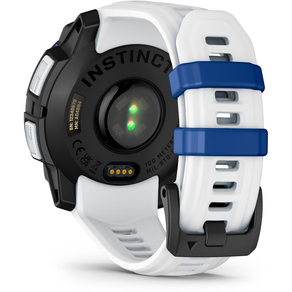 Garmin pulsómetros con gps Instinct 3  45 mm, Solar, Supernova Blanco correa blanca 01