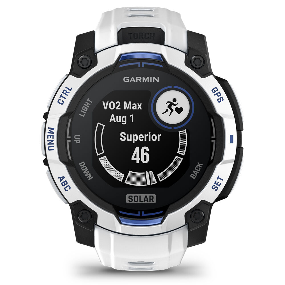 Garmin pulsómetros con gps Instinct 3  45 mm, Solar, Supernova Blanco correa blanca 07