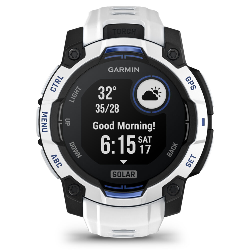 Garmin pulsómetros con gps Instinct 3  45 mm, Solar, Supernova Blanco correa blanca 10