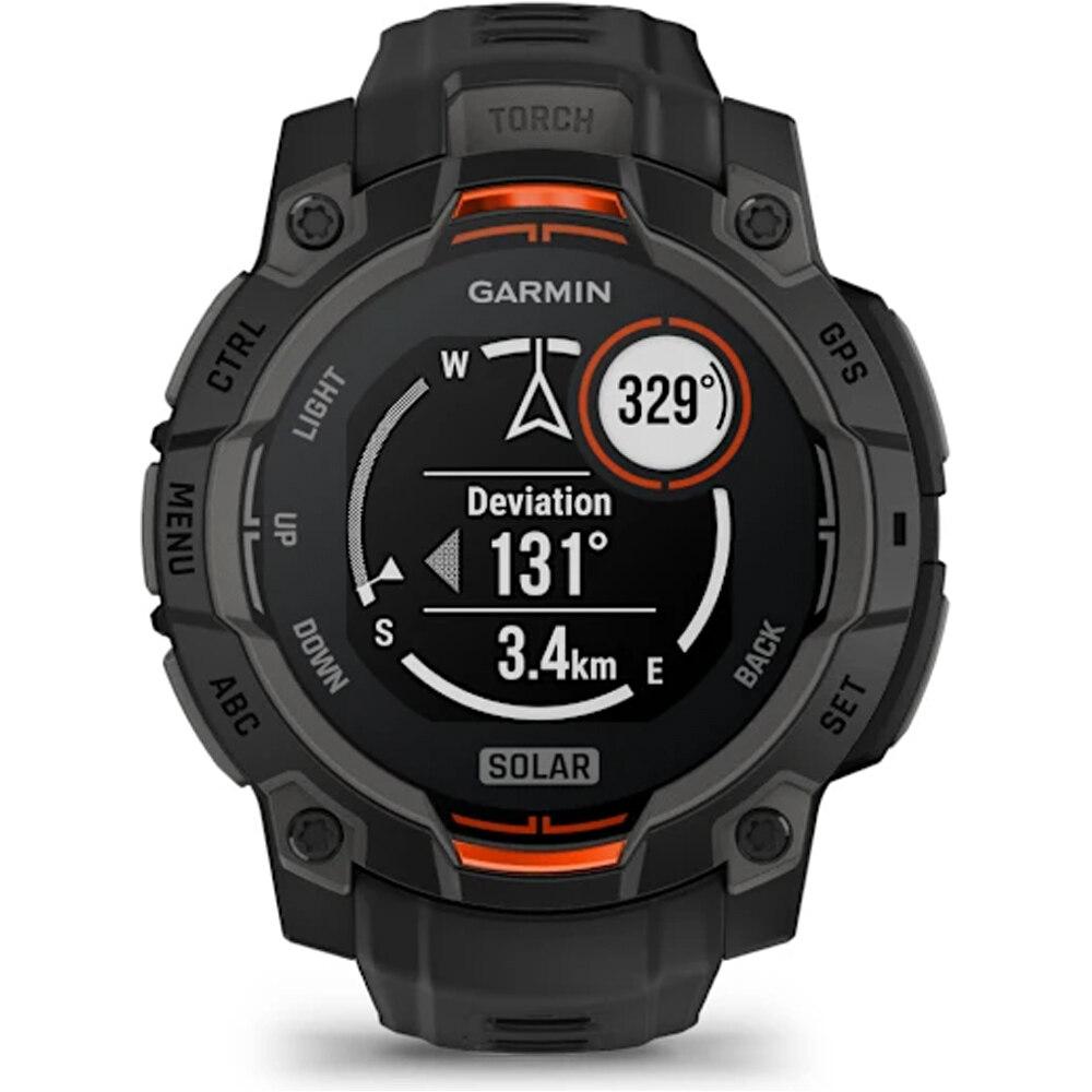 Garmin pulsómetros con gps Instinct 3, 45mm, Solar, Black Bezel wit 06