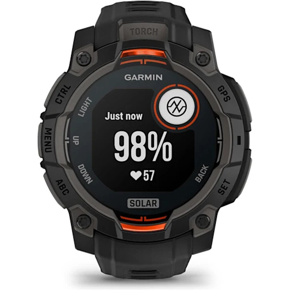 Garmin pulsómetros con gps Instinct 3, 45mm, Solar, Black Bezel wit 07