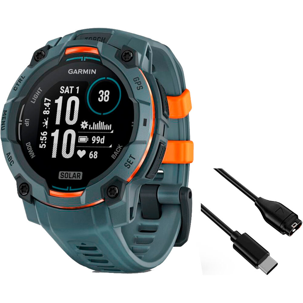 Garmin pulsómetros con gps Instinct 3, 45mm, Solar, Twilight Bezel vista frontal