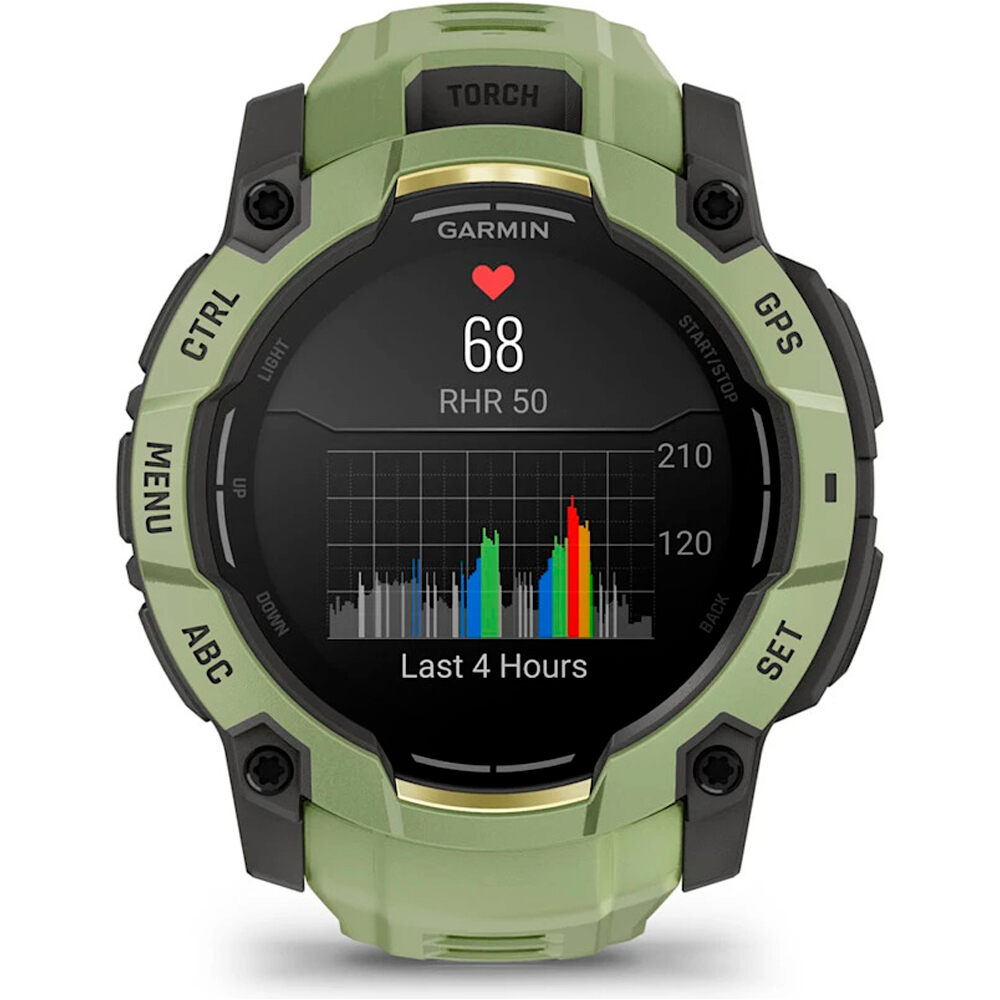 Garmin pulsómetros con gps Instinct 3 50 mm, AMOLED Verde con corr 02