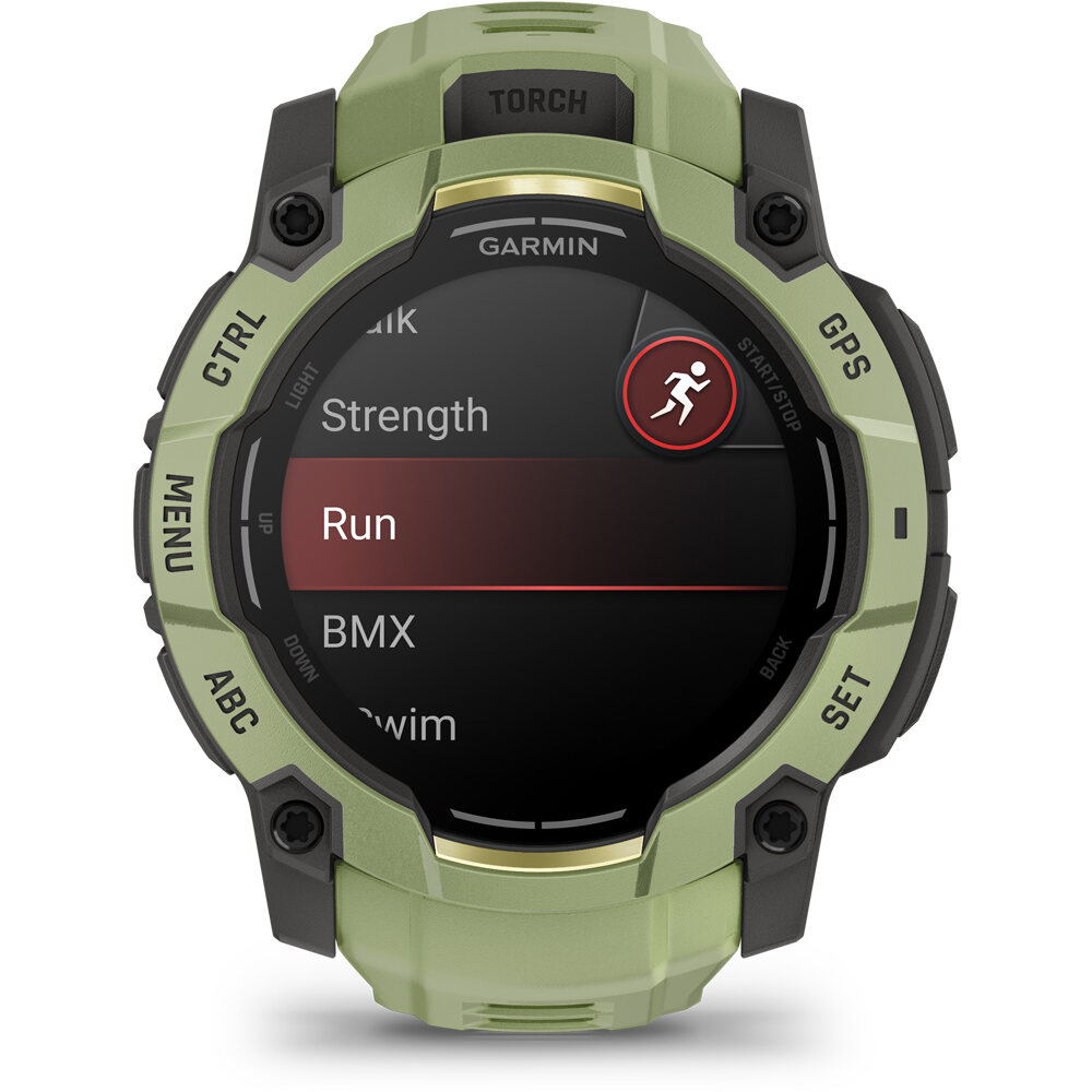 Garmin pulsómetros con gps Instinct 3 50 mm, AMOLED Verde con correa de silicona verde 03