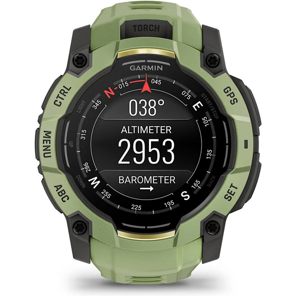 Garmin pulsómetros con gps Instinct 3 50 mm, AMOLED Verde con correa de silicona verde 04
