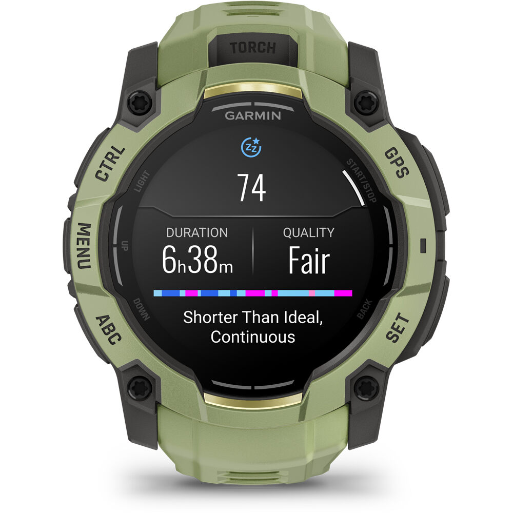 Garmin pulsómetros con gps Instinct 3 50 mm, AMOLED Verde con correa de silicona verde 05
