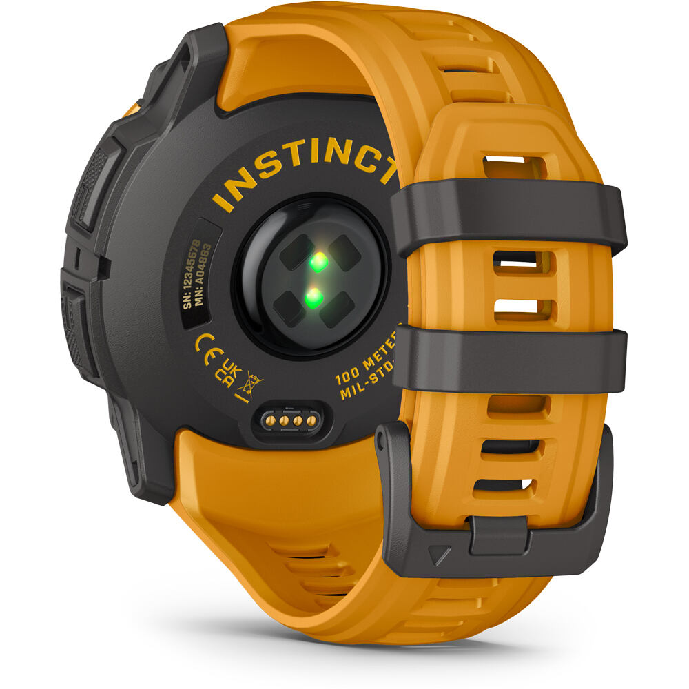 Garmin pulsómetros con gps Instinct 3 50 mm, Solar Naranja con correa de silicona nara 01