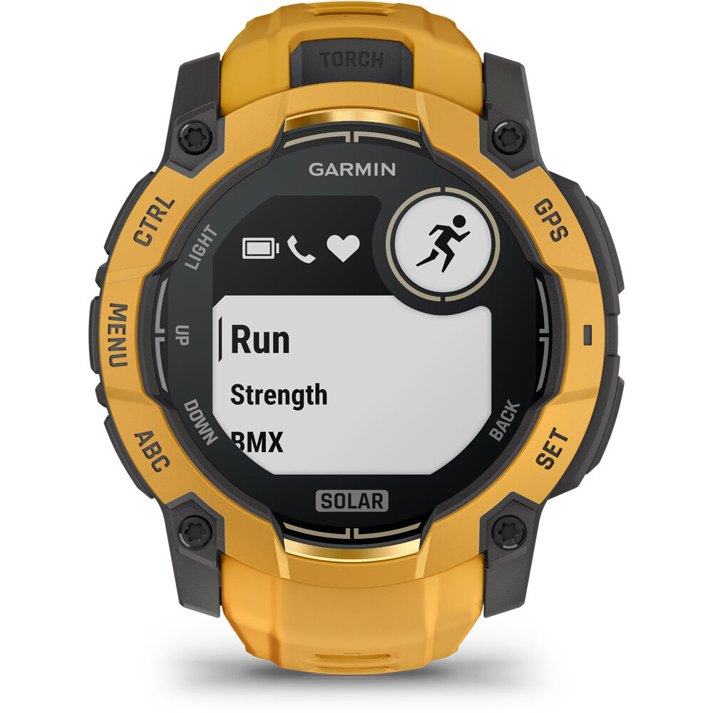 Garmin pulsómetros con gps Instinct 3 50 mm, Solar Naranja con correa de silicona nara 02