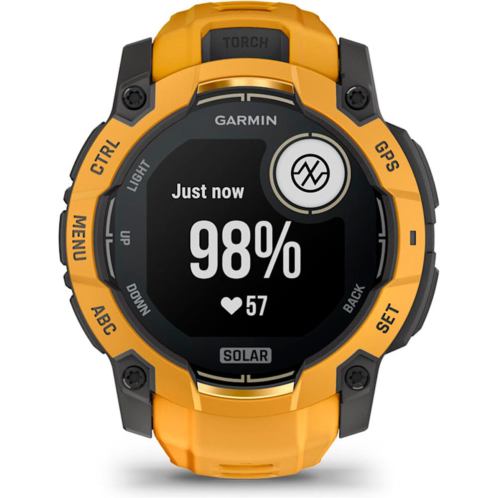 Garmin pulsómetros con gps Instinct 3 50 mm, Solar Naranja con correa de silicona nara 06