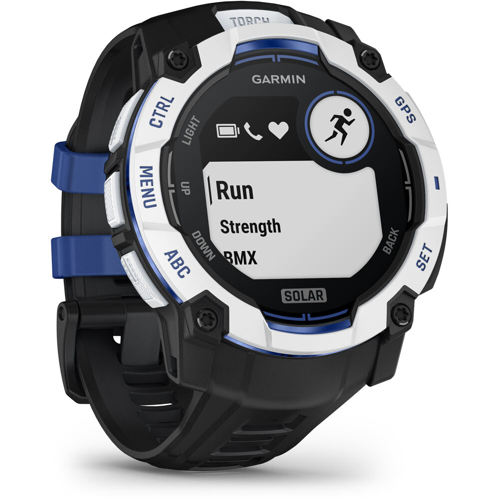 Garmin pulsómetros con gps Instinct 3  50 mm, Solar, Supernova Blanco correa negra 02