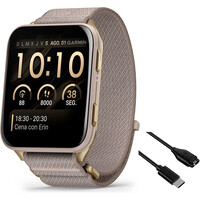 Garmin smartwatch Venu X1 dorado con correa de nailon Comf vista frontal