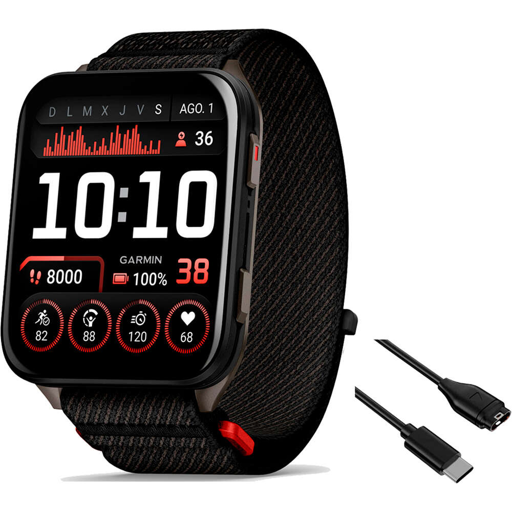 Garmin smartwatch Venu X1 Negro correa ComfortFit negra vista frontal