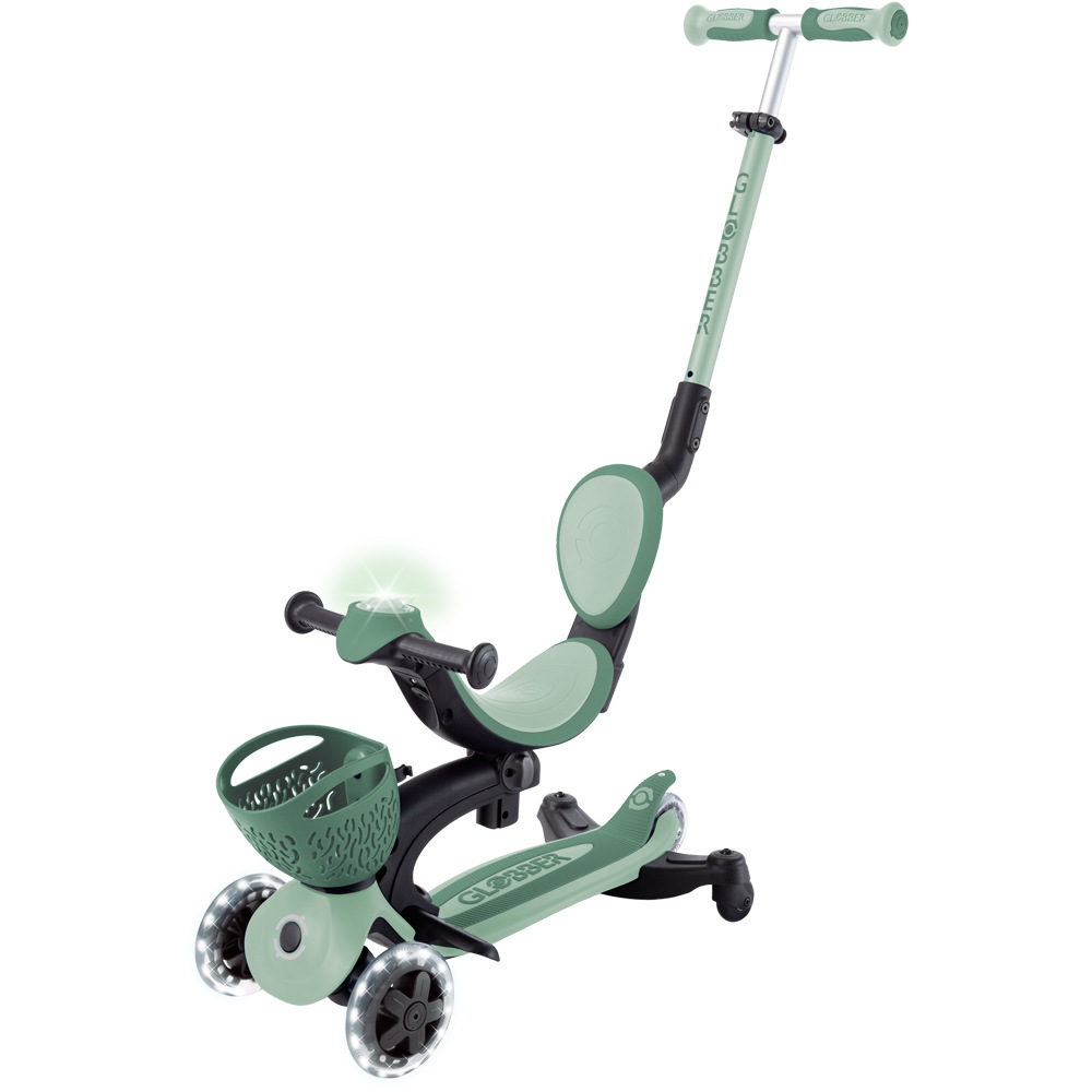 Globber patinete Go Up Baby Lights 360 Olive vista frontal