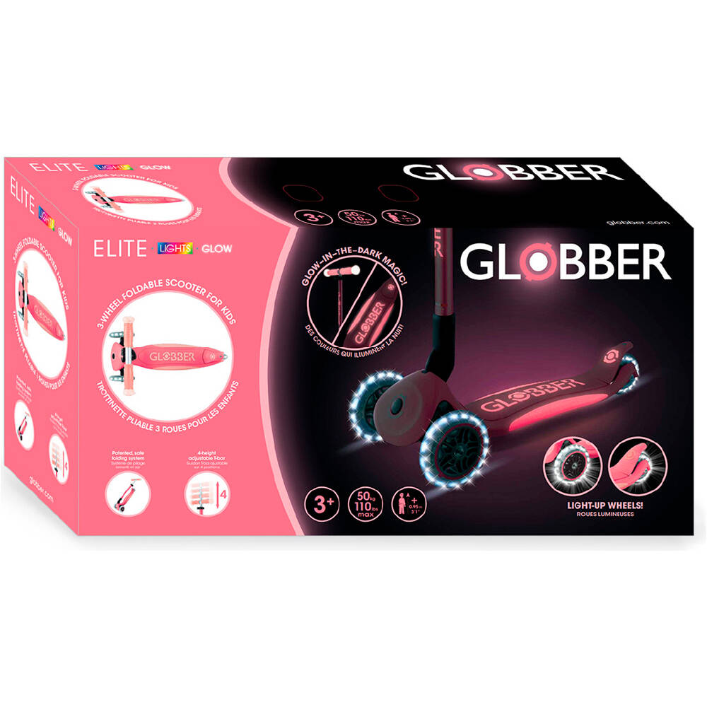 Globber patinete Patinete Elite Glow Lights Coral Pink 08