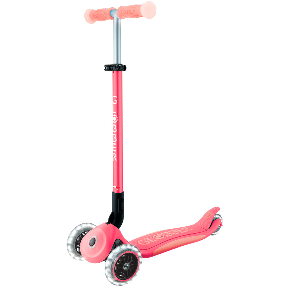 Globber patinete Patinete Elite Glow Lights Coral Pink vista frontal