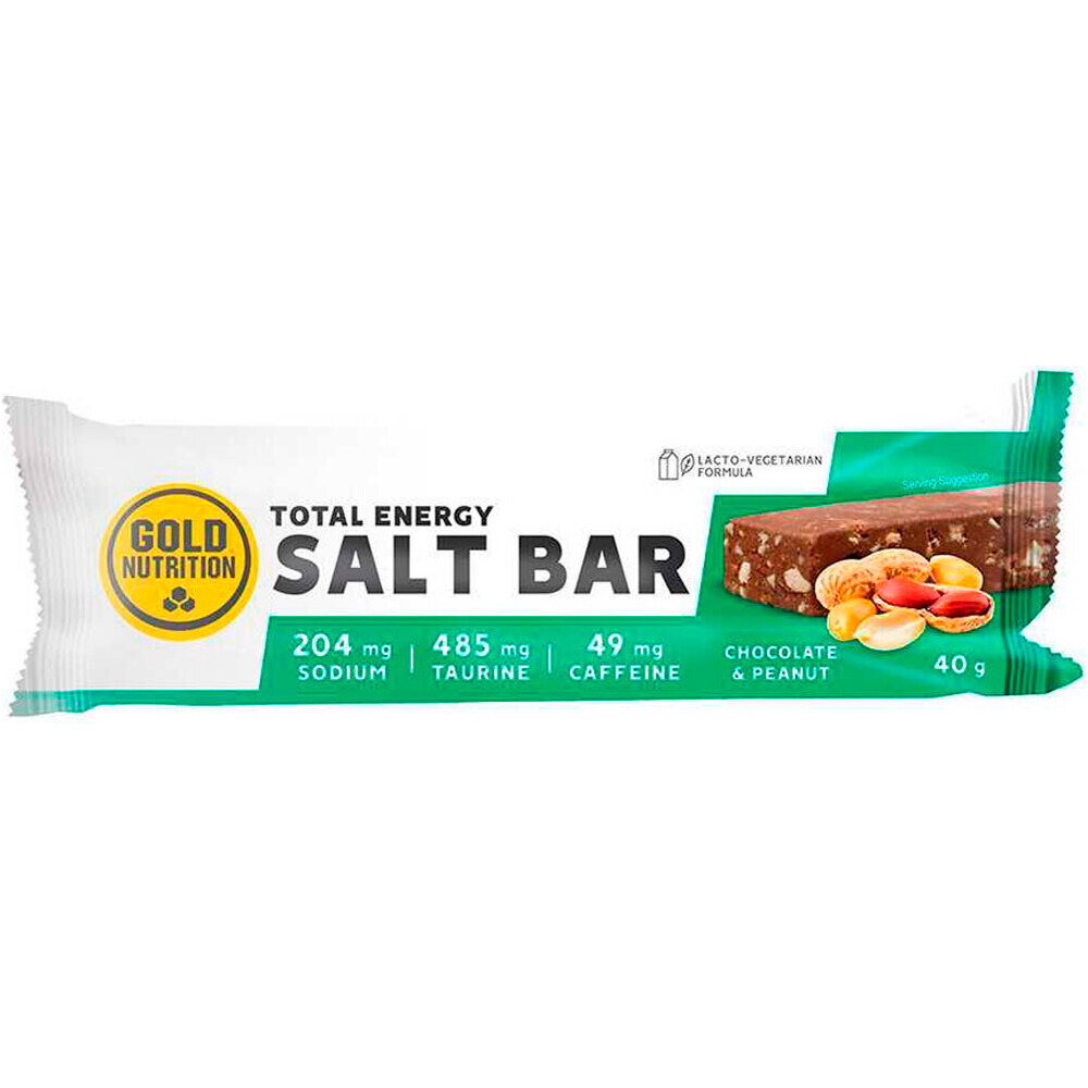 Gold Nutrition barritas energéticas ENDURANCE SALT BAR CHOCO & PEANUT vista frontal