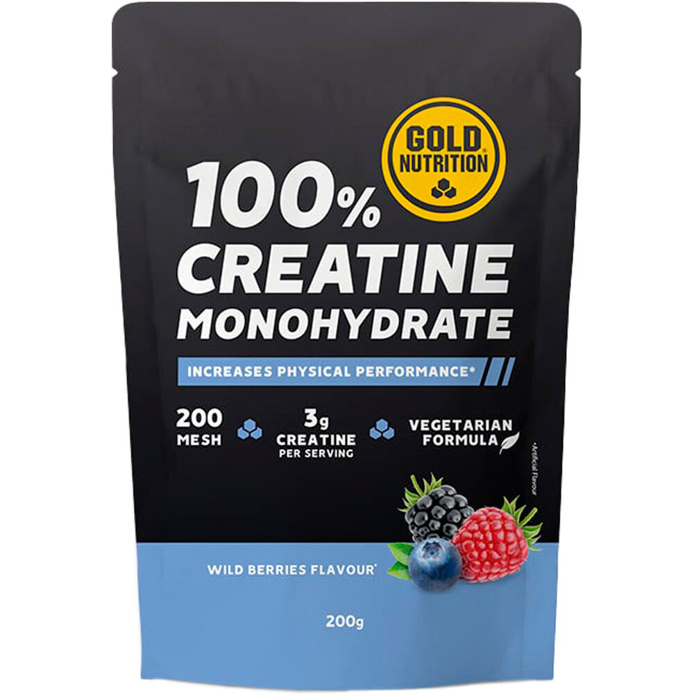 Gold Nutrition Creatinas CREATINE MONOHYDRATE RED FRUITS 200 G vista frontal