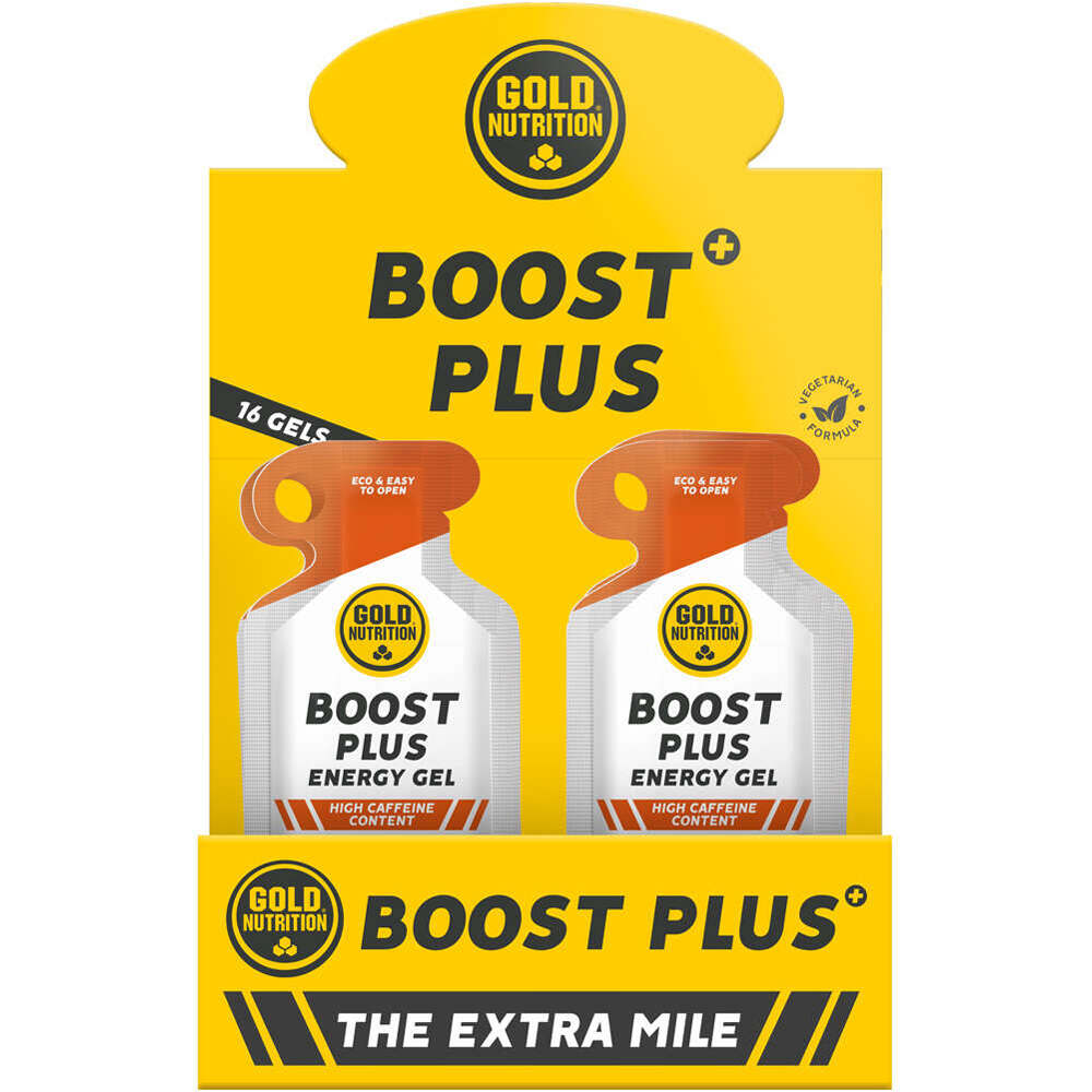 Gold Nutrition energía instantánea BOOST PLUS GEL SALTED CARAMEL vista frontal