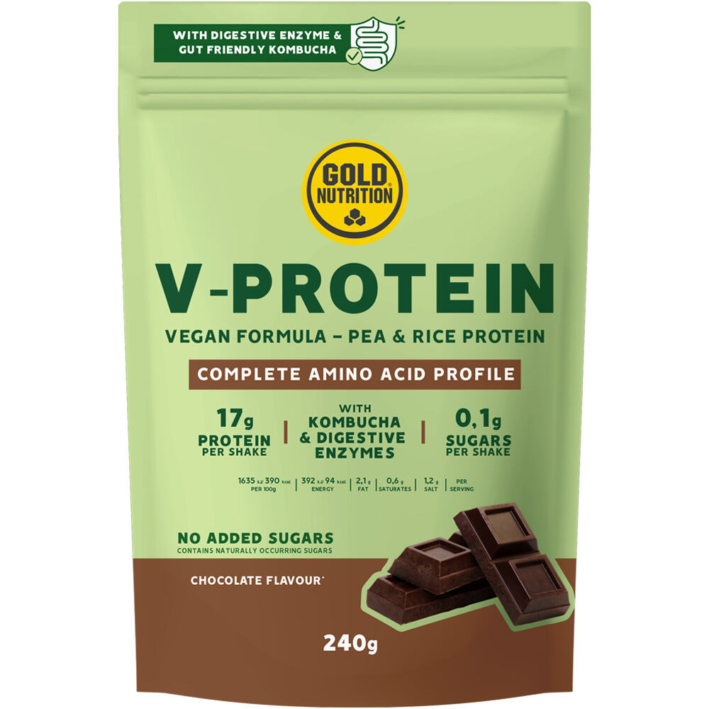 Gold Nutrition Vegano V-PROTEIN CHOCOLATE - 240 G vista frontal