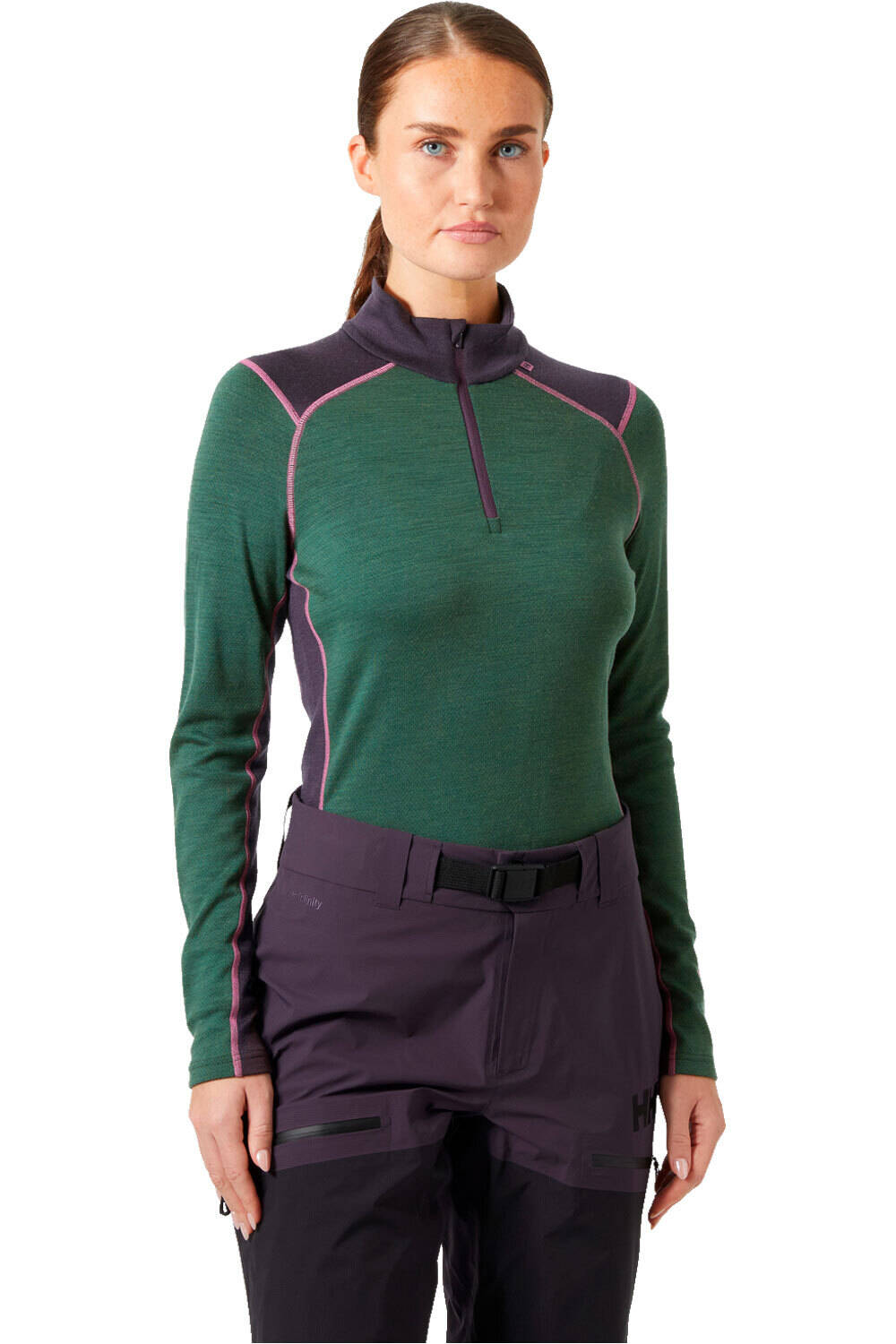 Helly Hansen camiseta térmica manga larga mujer W LIFA MERINO MIDW 1/2 ZIP vista frontal