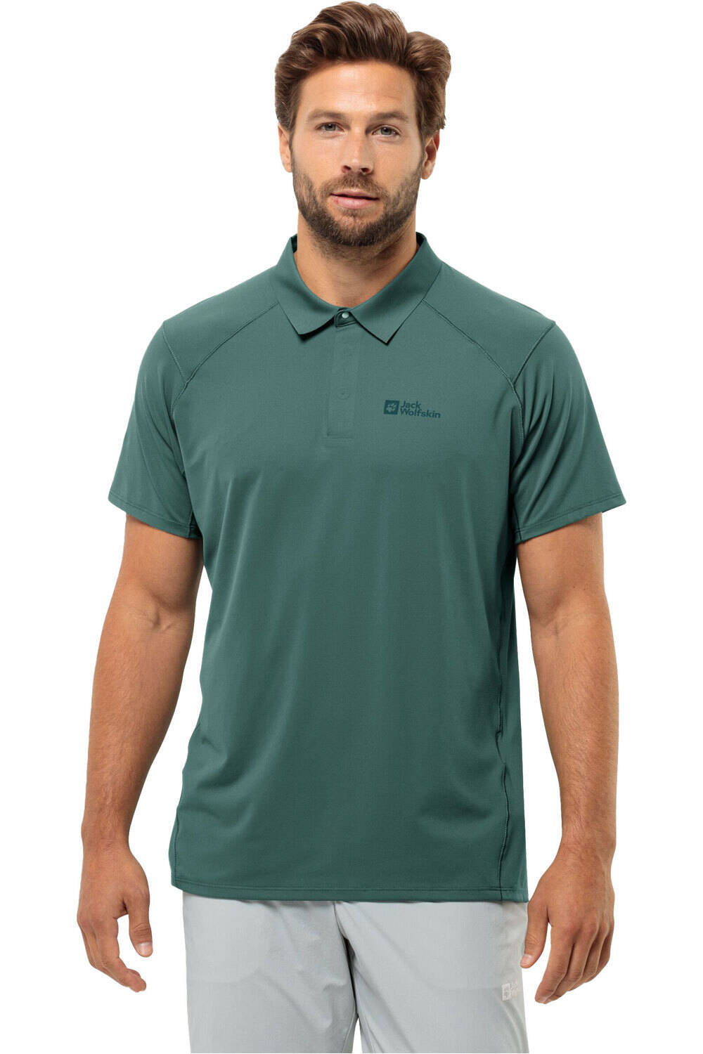 Jack Wolfskin camiseta montaña manga corta hombre PRELIGHT CHILL POLO M vista frontal
