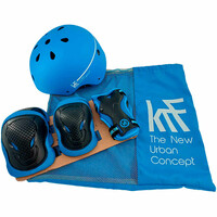 Krf set protección skate niño PROT. SET ESSENTIAL PROTEC+CASCO BLUE vista frontal