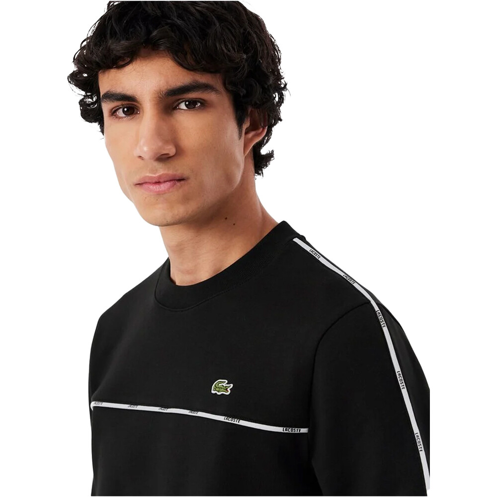 Lacoste sudadera hombre sweatshirt tape crew vista detalle